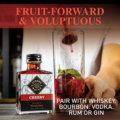 Strongwater Cherry Bitters (40 Servings) - Bourbon Cherry Bitters for Cocktails, Made with Organic Tart & Bing Cherries Soaked in 7 Year Aged Bourbon - Spiced with Cinnamon - 3oz, 1 Pack - Thumbnail 6