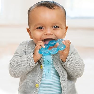 Infantino Water Teethers Sensory Exploration, Teething, Cooling & Massaging Relief for Sore Gums, Lime & Blue, 3-Pack