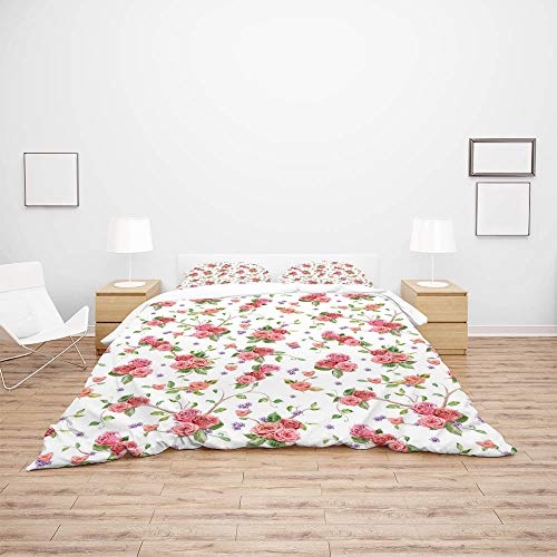 Parure de lit roses et papillons pour chambre romantique et cocooning rose