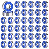 40 Stück Kugellager 608 RS, 608 Kugellager 8mm x 22mm x 7mm Metall Double Shielded Miniatur Rillenkugellager für Skateboard Roller Inline Skates und Rollerblades (608RS, Blau, 40 Stück)