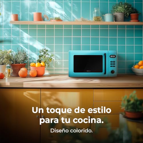 Cecotec Digitale Mikrowelle mit Grill 20L Proclean 5110 Blau. 700W in 6 Stufen und 800W Grill, Auftaumodus, Garzeit-Endsignal, Innenleuchte, 30-Minuten-Timer, Blaues Design