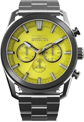 Invicta Speedway Men's 45mm Gunmetal + Steel Yellow Dial Quartz - VD54 (Model: 50432)