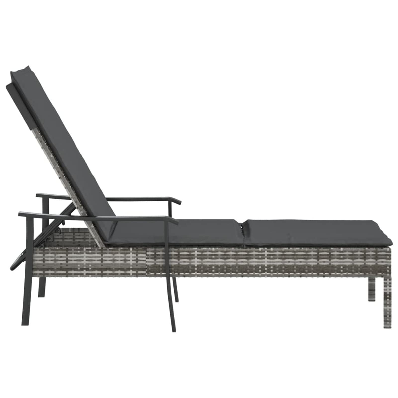 Gecheer Tumbona de Ratan Sintético Gris con Cojín - 5 Posiciones, 198x66x64/98 cm, 110 kg, para Exterior