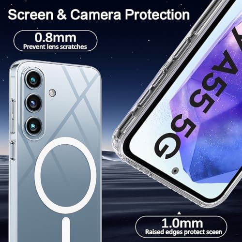 Image of SHINESTAR Shockproof Ultra-Hybrid Back Cover for Samsung Galaxy A35 5G | Crystal Clear Slim Transparent Case | Stylish Design | Compatible Only with Magnetic Accessories - Clear