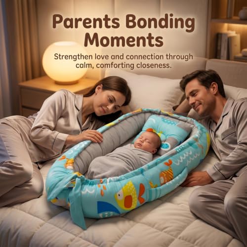 Image of StarAndDaisy Baby Nest /Sleeping Bed for New Born Boy & Girl Soft & Comfortable Baby Beddig Set for Baby /Foldable & Washable, Baby Sleeping Bag Set.