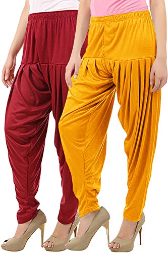 Image of Buy That Trendz Womens Patiala Pants Combo Pack of 2 Viscose Dhoti Patiyala Salwar Harem Bottoms Pants