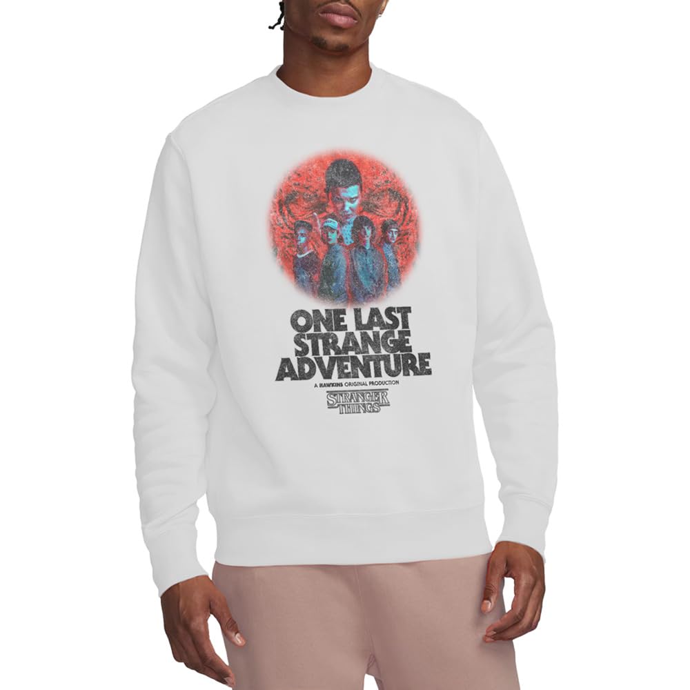 Stranger Things One Last Adventure Poster Unisex Sweatshirt, White, Large