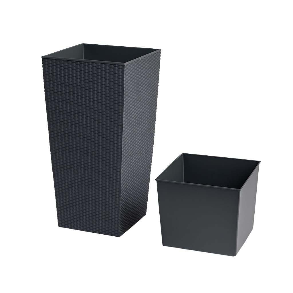 rg-vertrieb Blumentopf Übertopf Blumenkübel Rato Polyrattan 75cm Pflanztopf Rattan 400 Anthrazit