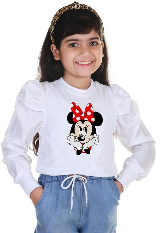 KIROTOGirls Mickey Top Stylish Girls Kids Top Fancy Kids Top Puff Full Sleeve