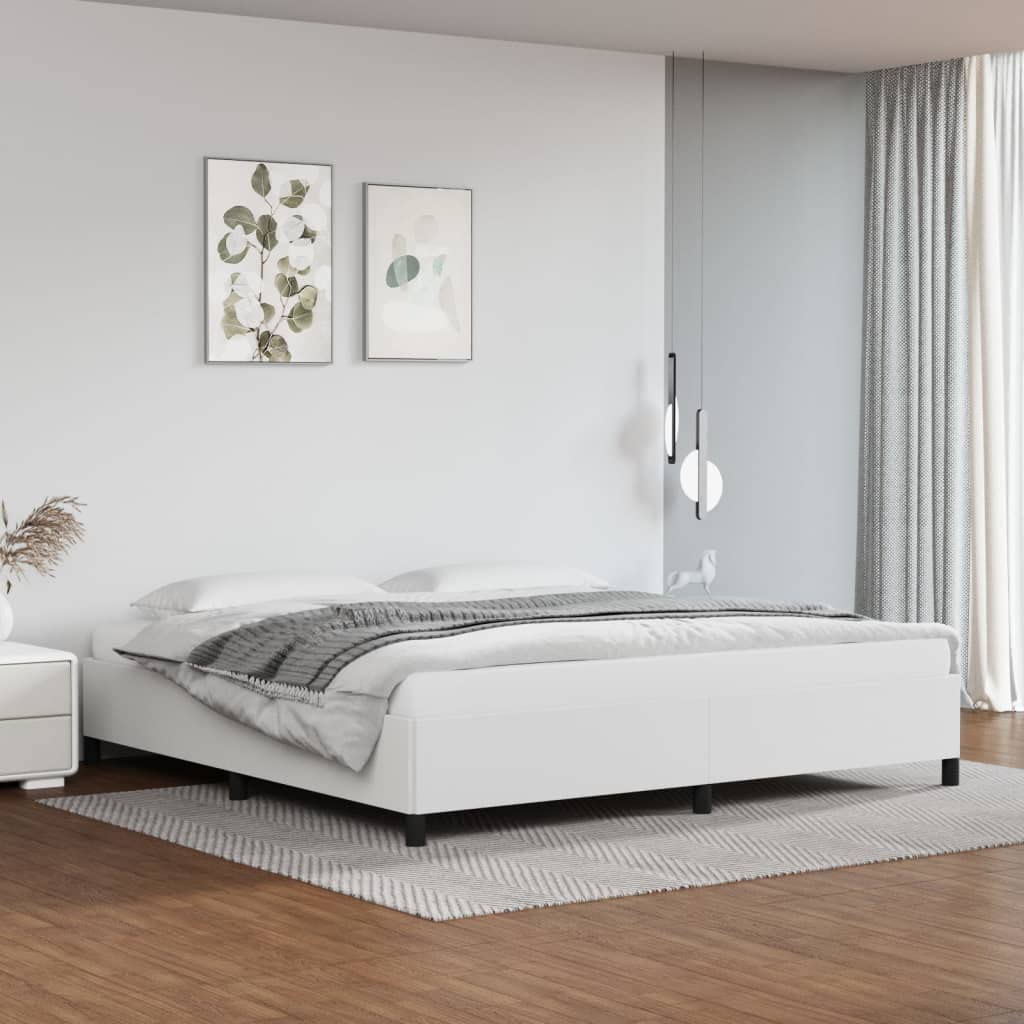 Similpelle premium con gambe in legno durevole Giroletto 200x200 cm Bianco