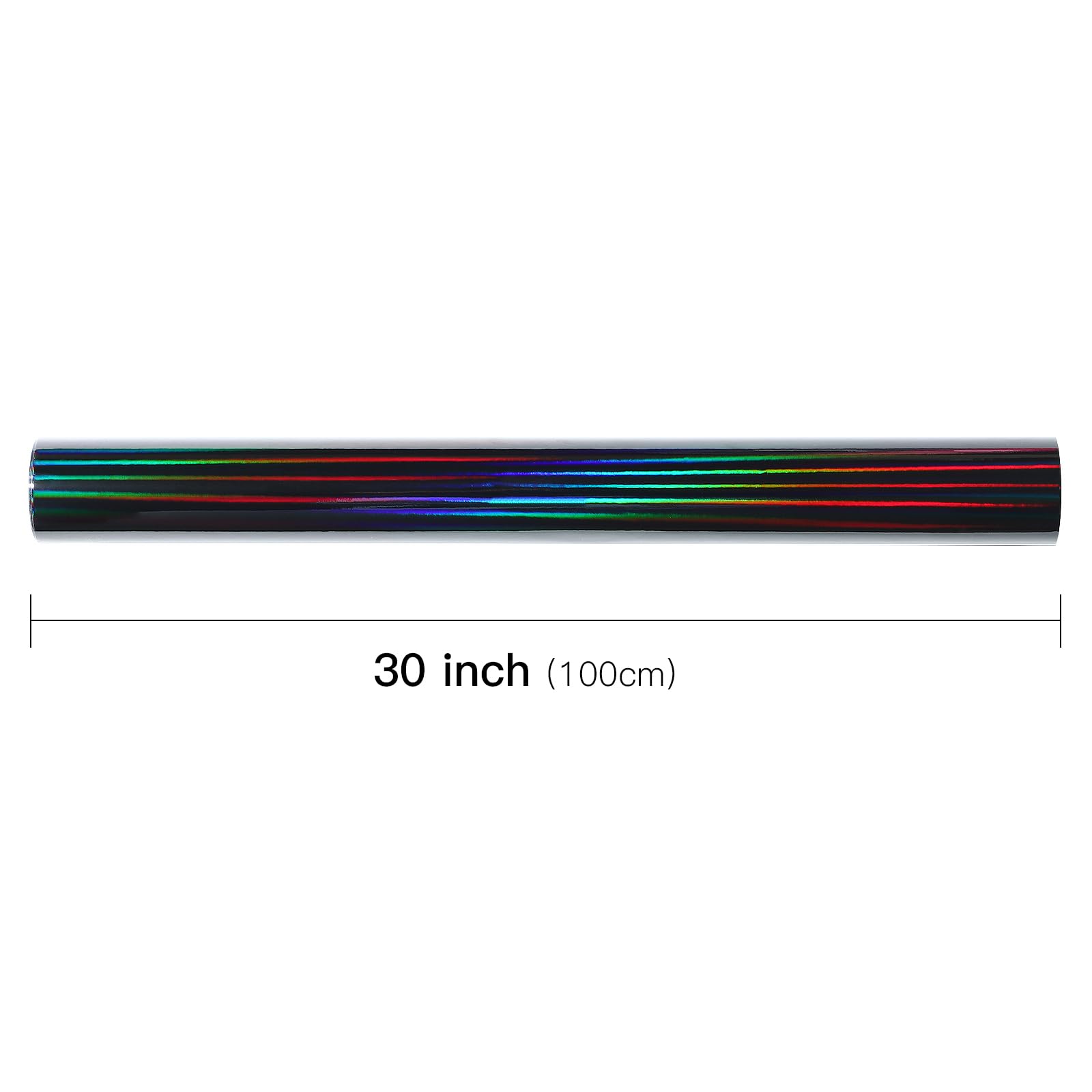 LeZakaa Grand rouleau de papier cadeau holographique irisé pour anniversaire, Saint-Valentin, Halloween, fêtes de fin d'année, 76,2 cm x 10 m carré, noir