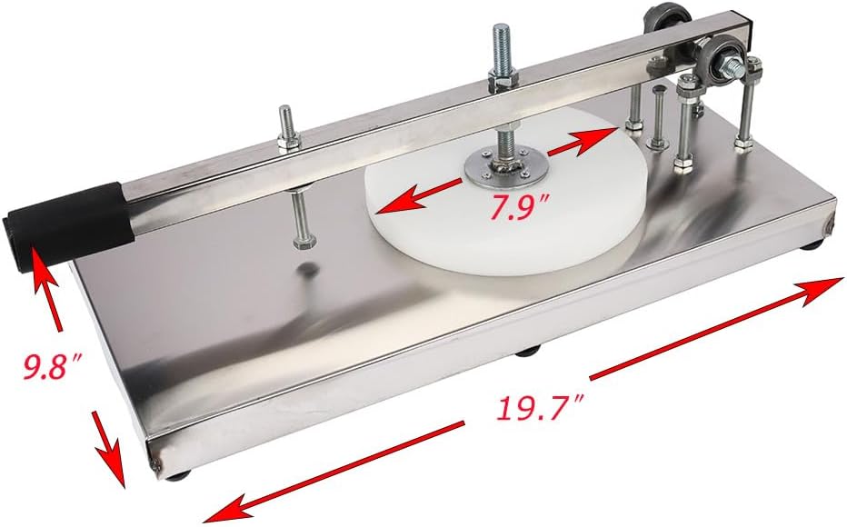 7.9Inch Pizza Dough Press Machine Stainless Steel Household Pizza Press with Plate Portable Commercial Dough Chapati Sheet Pizza Kitchen Dough Maker Tool