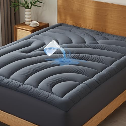 Waterproof Mattress Pad Queen, Quilted Fitted Queen Mattress Topper, Five-Layers Noiseless Mattress...