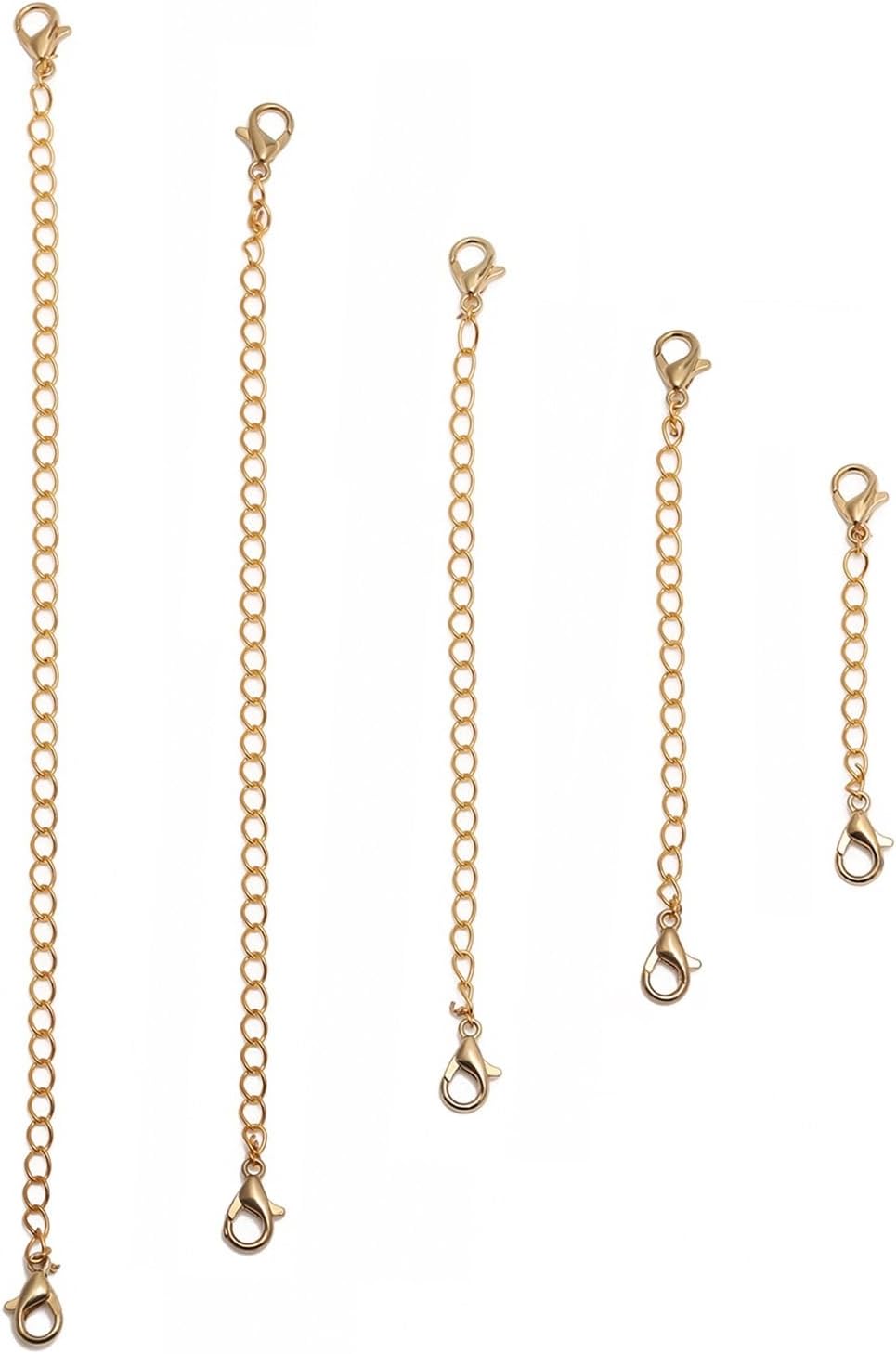 Jewelry Extenders 100pcs Metal Extension Tail Chains Lobster Clasps Connectors for Bracelets Necklaces(13cm)