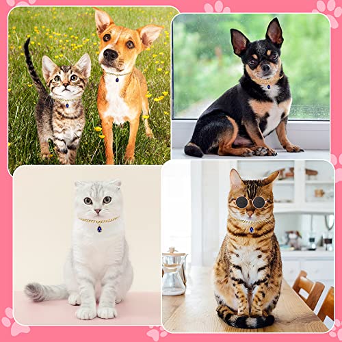 Tiesome Rhinestones Pendant Pet Collars, Adjustable Metal Drop Cat Dog Collar Necklace Crystal Diamond Elastic Collar With Pendant For Pet (Blue) #TOP5