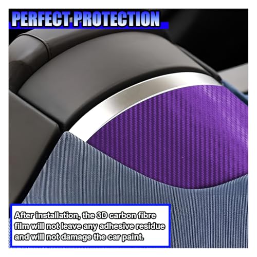 GAOLAOSY Car 3D Carbon Fiber Wrap Stickers Decal, 5FT x 1FT Air Release Vinyl Auto Body Wrap Roll Film Decoration, Self Adhesive Scratch Resistance DIY Interior Exterior Decals for Cars (Purple)