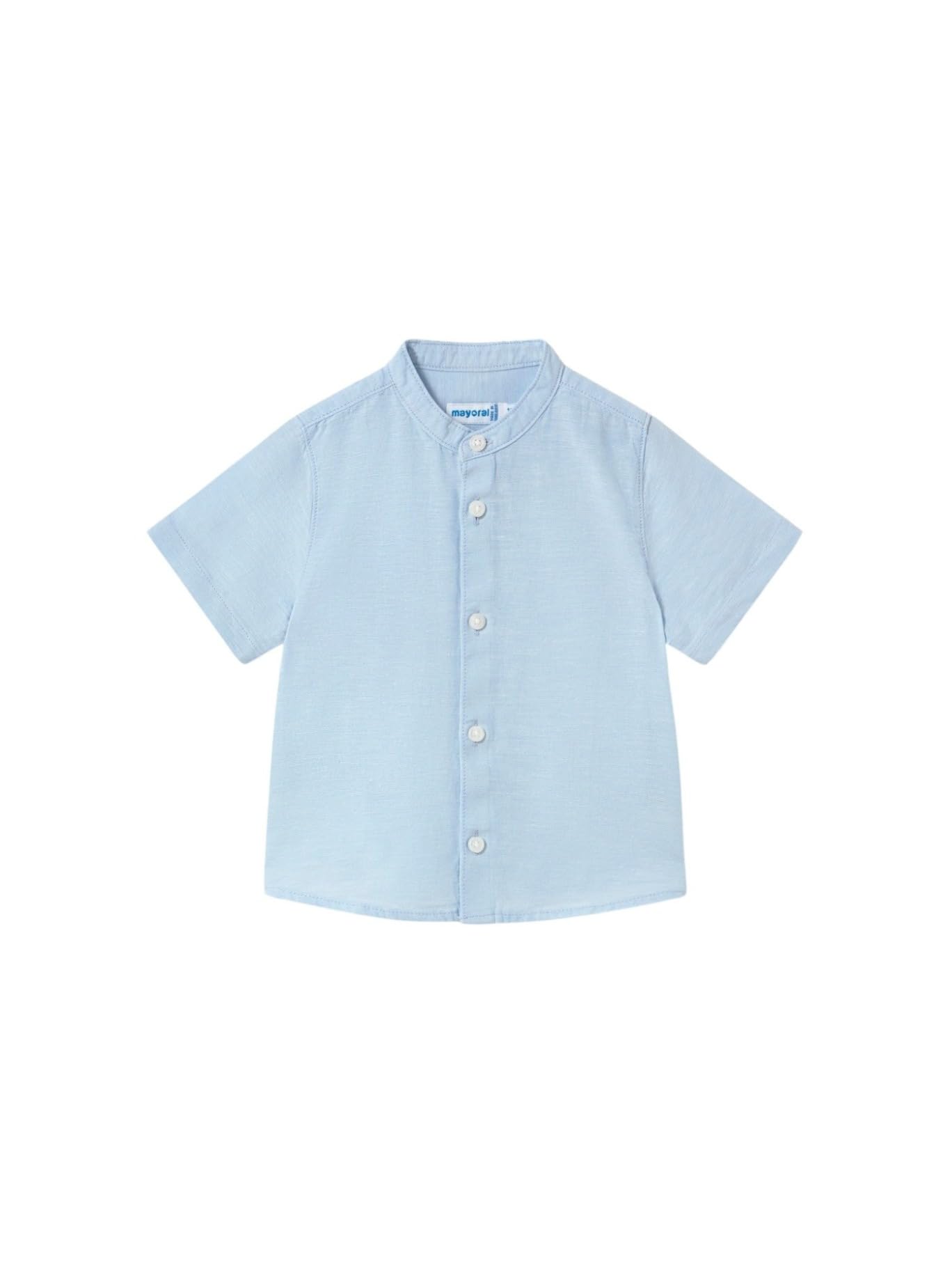 Mayoral Camicia m/c Lino Collo corean per Bimbo Celeste