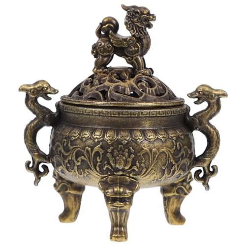 LOGOFUN Feng Shui Incense Censer Copper Dragon Incense Burner Chinese