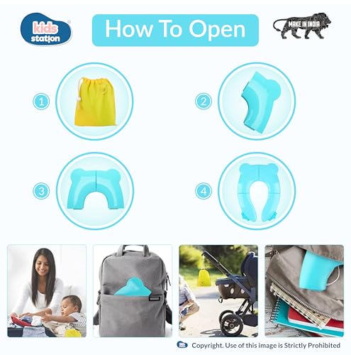 Image of Kids Station Foldable & Portable Baby Potty Training Seats-Suitable for potty training of Boys-Potty Training Seat for 1+ Year child-Travel Friendly, Easy to Carry (Blue, Foldable Potty Seat)