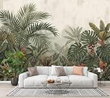 Carta Da Parati Murale Monstera Deliziosa Palma Areca Heliconia 200x140cm Fotomurali | Carta Da Parati Seta Foresta Pluviale Tropicale In Stile Retrò per Camera Da Letto Soggiorno Decor Murale