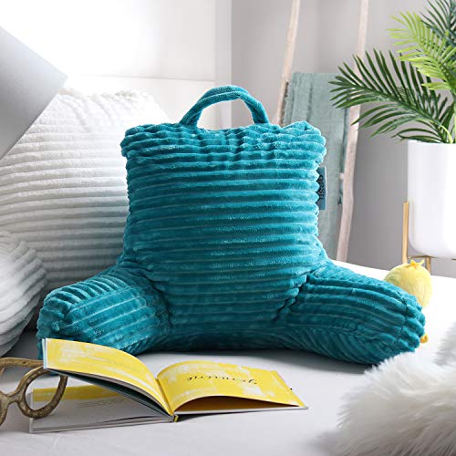Image of Nestl Reading Pillow for Kids & Teens with Shredded Memory Foam, Luxe Cut Plush Backrest Pillows for Reading and Gaming, for use on Couch, Bed, Floor, Adjustable Support with Washable Cover Teal