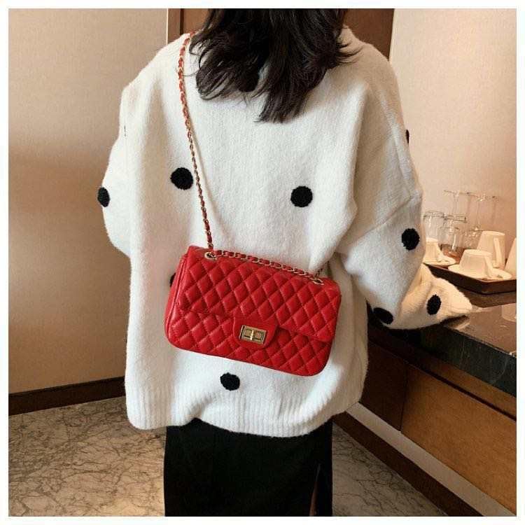 Image of Fashion Trendy Ladies Side Bags Small Chain Leather Fabric Women Purse Handbags Shoulder Bags | Fashion