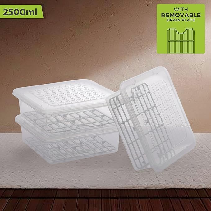 Image of TASMAX Fridge Storage Boxes, Plastic Fridge Containers, Fridge Accessories Items, (SQUARE FRIDGE CONTAINER)