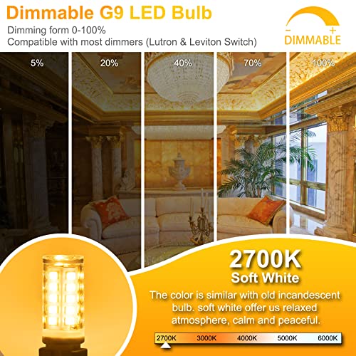 Winshine 10 Pack Dimmable G9 Led Light Bulb 2700K Soft White, 4W (40Watt Halogen Replacement) G9 Base Chandelier Light Bulb, T4 Shape G9 Bi Pin Base, Cri85 120V 360° #TOP2