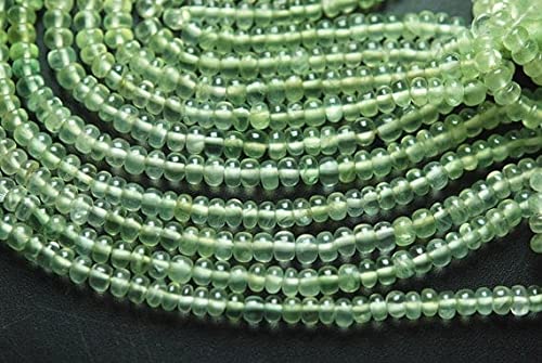 Prehnite verte en fil de 13 pouces, perles rondelles pour bijoux de l'été