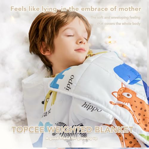 Topcee Weighted Blanket (7 lbs, 40" x 60") Cooling Throw Heavy Blanket for Sleeping Apply to 40-60 lbs, Soft Thick Breathable Blanket with Glass Bead, Easy Care