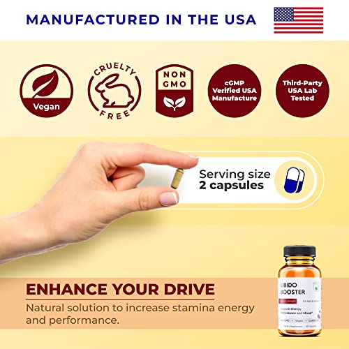 Energy Pills Organic Maca Root - Testosterone Booster With Korean Red Ginseng & L-Theanine - Libido Enhancement For Men & Women - Gluten-Free Vegan Non-Gmo Supplement Capsules #TOP3