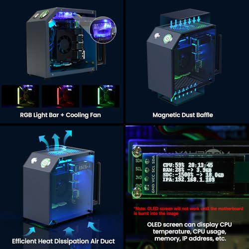 Image of Yahboom Jetson Case for Jetson Nano Orin Nano Orin NX Super Heat Metal Mini Protect Case with Cooling Fan Antenna RGB Light(OLED Needs Program Drive)