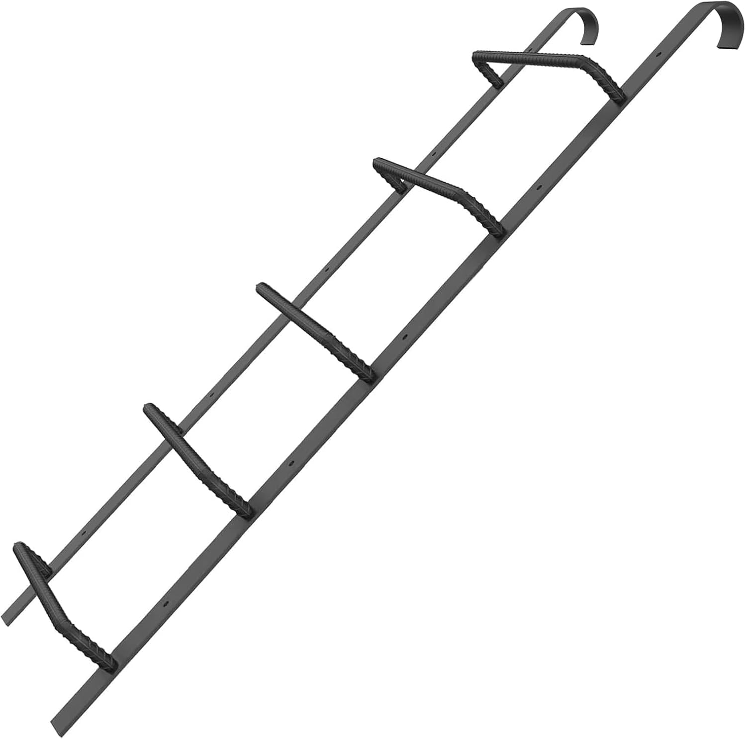 5-Rung Window Well Ladder, Heavy Duty Steel Basement Egress Ladder, Fire Escape Ladder for Emergency Home Safety(56.2" Lx17.9 W, Hooked, Matte Black) Hook-5STEPS