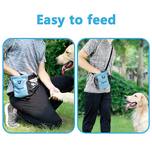 TANGN Leckerlibeutel Futterbeutel für Hunde Magnetverschluss, Hunde Leckerlitasche mit Einstellbar Bund & Kotasche Öffnung, Wasserfest Futtertasche leckerli Beutel für Hundetraining Ausbildung (Blau)