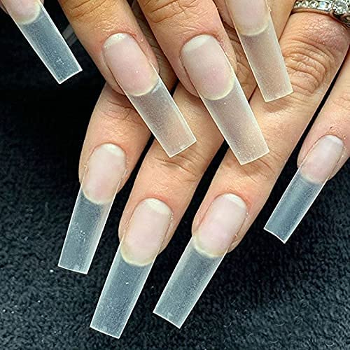 Rosy Finch Clear Fake Nail Tips, 200Pcs Xxl Extra Long C Curve Half Cover Straight Square False Nail Tips 10 Sizes Acrylic Press On Nails #TOP7