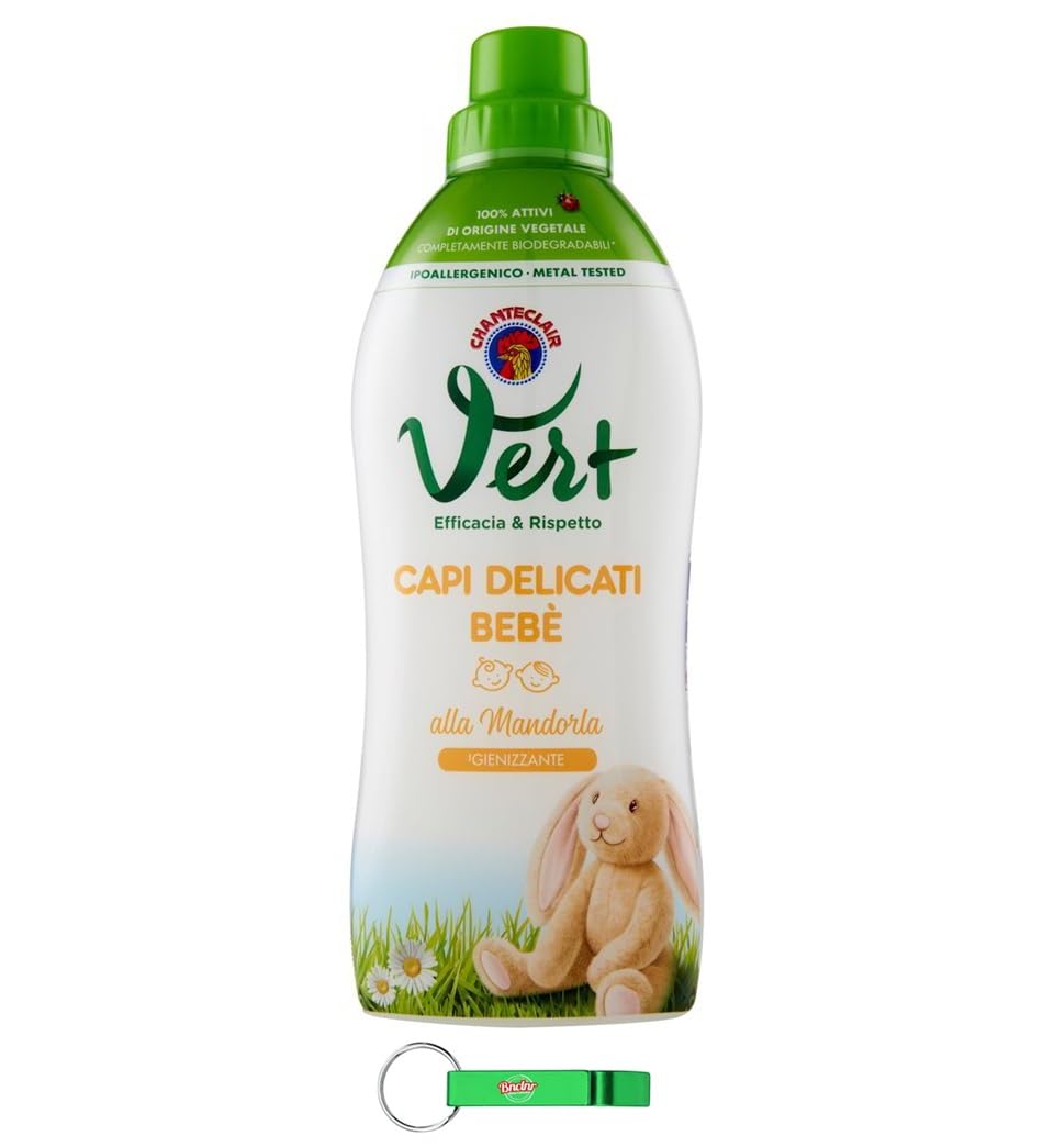 CHANTECLAIR VERT detersivo liquido Capi Delicati Bebè Mandorle – Detersivo igienico per capi delicati – 750 ml + portachiavi Beni Culinari