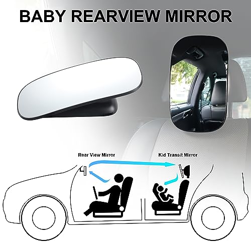 Image of LivTee Baby Car Mirror, Car Seat Mirror for Baby Rear Facing with Adjustable Wide Angle Clear View for Facing Infant, 100% Shatterproof, Crash Tested and Certified - Car Interior Accessories