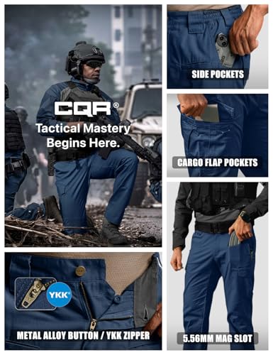 Image of CQR Men's Flex Ripstop Tactical Pants, Water Resistant Stretch Cargo Pants, Lightweight EDC Hiking Work Pants