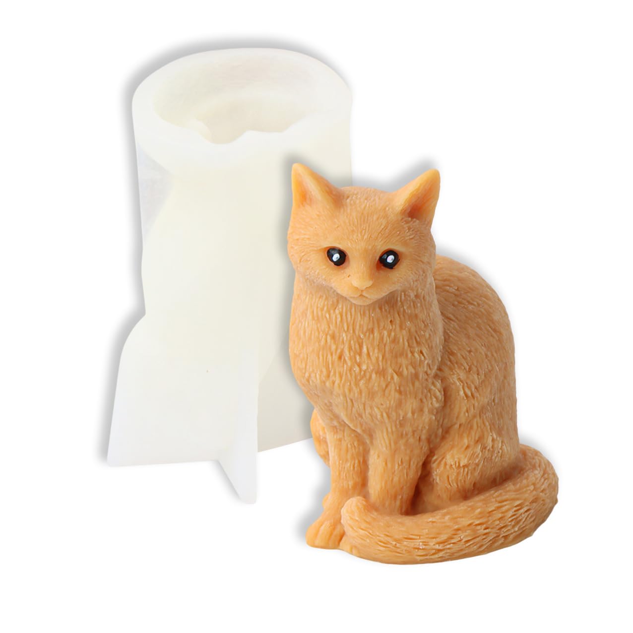 Cestony 3D Sitting Cat Shape Candle Silicone Molds for DIY Candle Resin Pillar Aromatherapy Candles Wax Soap Flower Specimen Clay Craft Desk Decor Making Tools