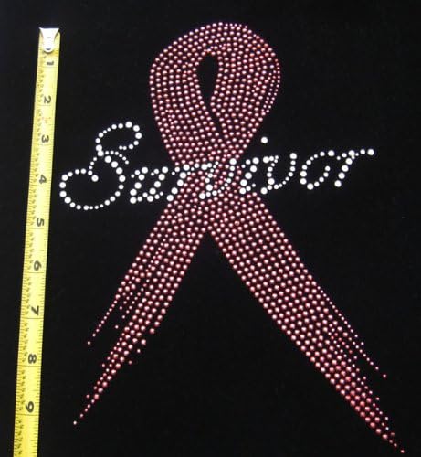 Rhinestone Iron On Transfer Breast Cancer Survivor Ribbon Design