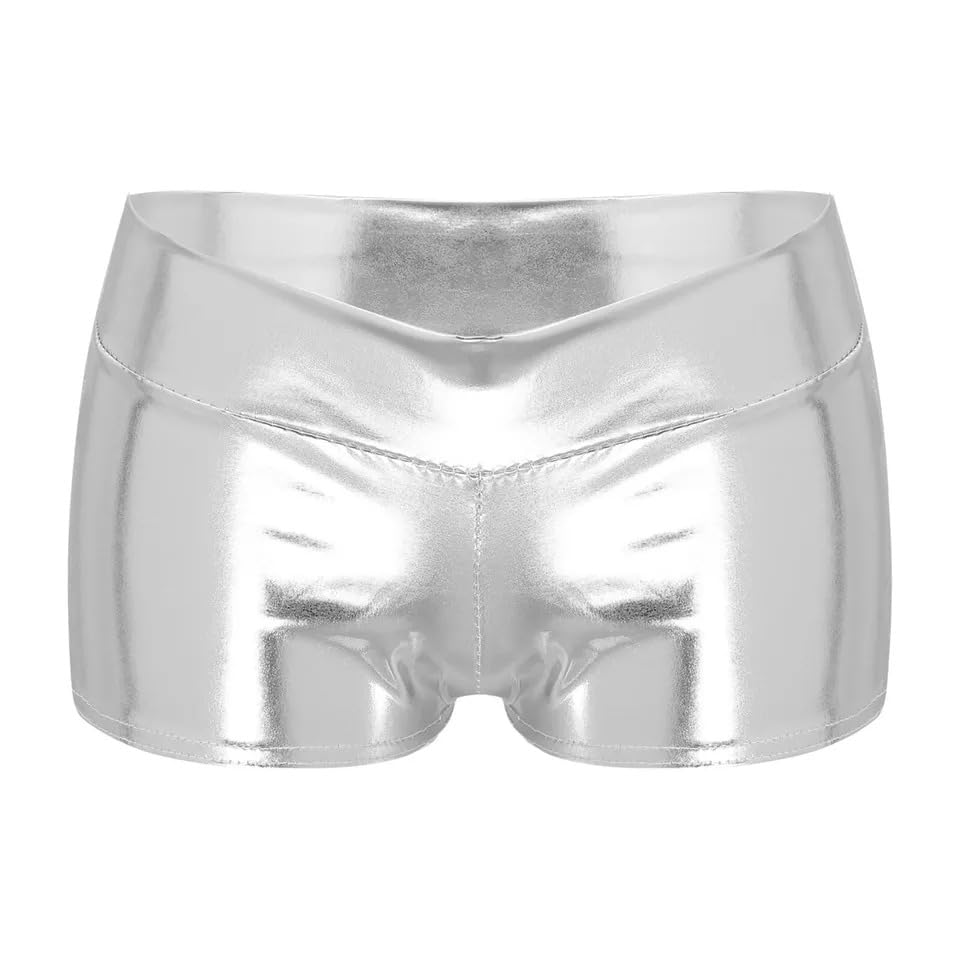 m.a.1 Women Metallic Dance Shorts, High Waist Boyshorts, Red-picture-25