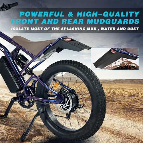 Image of DRIFT.SLIDE 31 MPH Electric Bike for Adults, 1500W Peak Power Electric Motorcycle, 24 inch Fat Tire Electric Mountain Bike, 48V 20.8 AH Battery, All Terrain Ebike for Mountains, Snow, Sand
