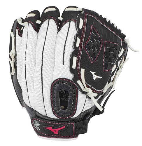 Mizuno GPP1155F3 Prospect Finch Series Youth Softball Gloves, 11.5', Left Hand, White/Black/Pink...