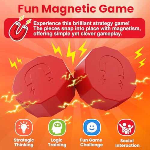 Image of LLESSOO Magnet Game with String, Fun Strategy Board Games for Kids 8-12 and Adults, Magnetic Game for Family Night, Party & Travel, Includes 20 Chess Pieces, Rope and Storage Bag