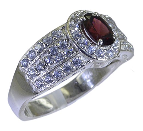 925 bijoux en argent sterling bague grenat véritable ovale anneaux de mariage taille H-Z