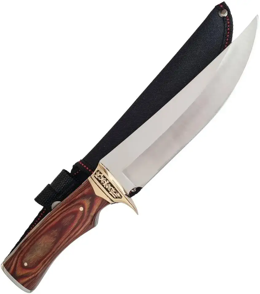 Facas FR Faca Churrasco 19,5 Cm – Cabo Especial Em Aço Inox Com Bainha Em Napa – Ideal Para Caça, Pesca, Camping E Churrasco, Lâmina Robusta E Funcional Para Apreciadores Da Arte Do Churrasco