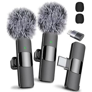Mini Mic Pro Wireless Microphone for iPhone, iPad, Android, Lavalier Microphone for Video Recording – 2 Pack iPhone Mic Crystal Clear Recording with USB-C for Podcast Microphone, ASMR, TikTok
