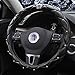 Queen's Auto Steering Wheel Cover with Noble Crown + Bling Diamond + Exquisite Lattice Design + Soft Leather Stylish + Elegant Car Series Universal 15