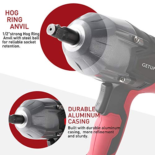 GETUPOWER 120 Volt Electric Impact Wrench 1/2 inch, 350 Ft.lbs Max Torque, Portable Corded Impact Wrench with Sockets and Carry Case