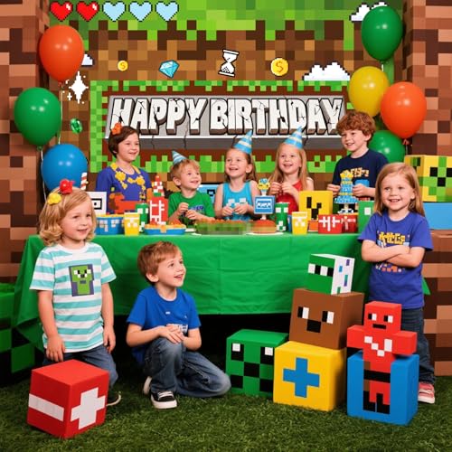 Decoración de Fiesta Pixel Banner Fondo Videojuego Minero miniatura 3